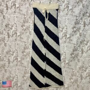 Tanner Fletcher AW23 Knit Wide Leg Striped Trousers in Black & Cream